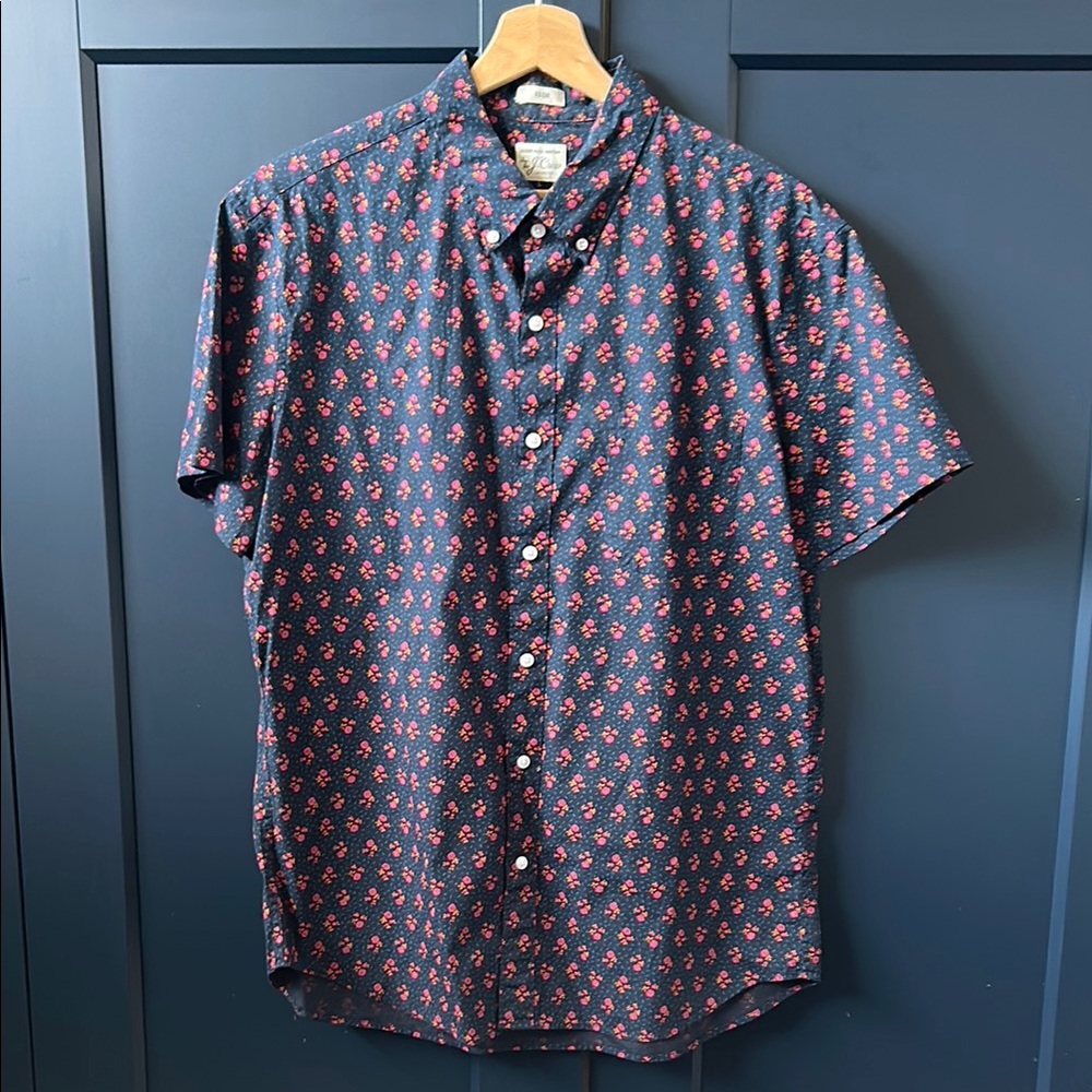 J Crew Navy and Red Floral Men's Shirt